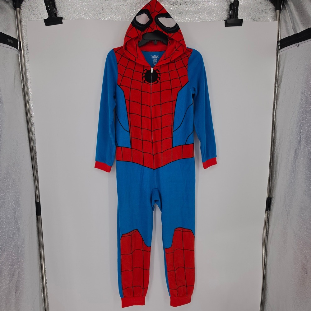 Marvel Spider-Man Boys Hooded Fleece Union Suit Pajamas